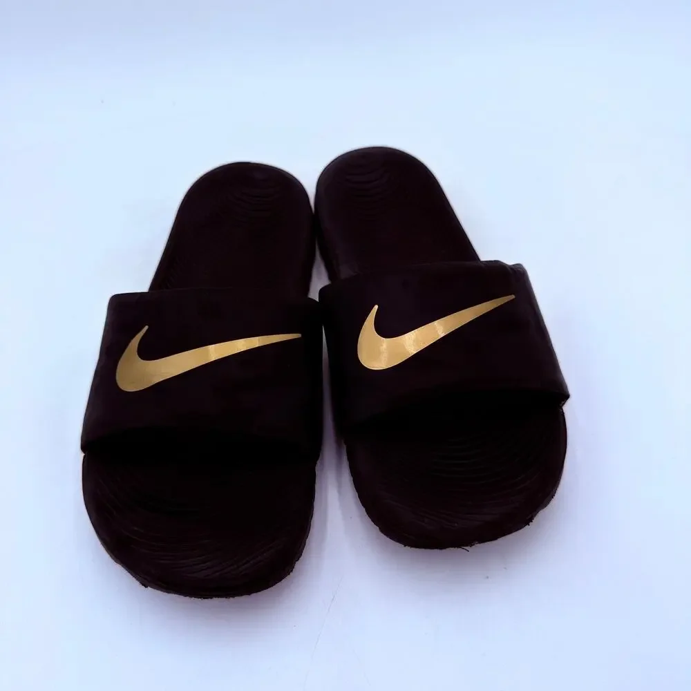 Nike Kids Black & Gold Kawa Slide Sandals Size 7 Youth